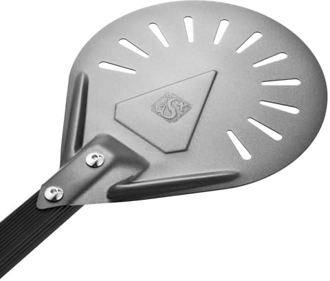 Pizza Turning Peel with Vintage Embossed Initials – Ideal for Outdoor Pizza Ovens – Perfect Pizza Turning Tool and Great Father's Day Gift and BBQ Stocking Stuffer (S)