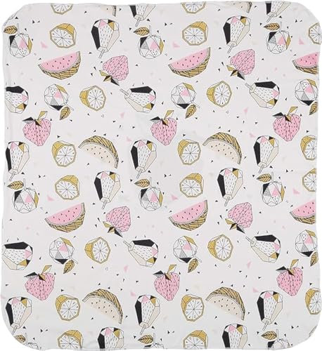 IGI Natur Babybekleidung BIO, coperta per gattonare, 85 x 100 cm, certificata GOTS, Cubic Fruits, bianco, Taglia unica