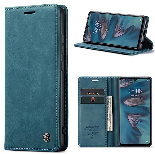 Mosoris Handyhülle für Huawei P30 Lite Hülle Leder Flip Wallet Stoßfeste Schutzhülle Klapphülle für Huawei P30 Lite Hülle Kartenfach Ständer Kameraschutz Klappbar Lederhüllen Cover Case, Grün