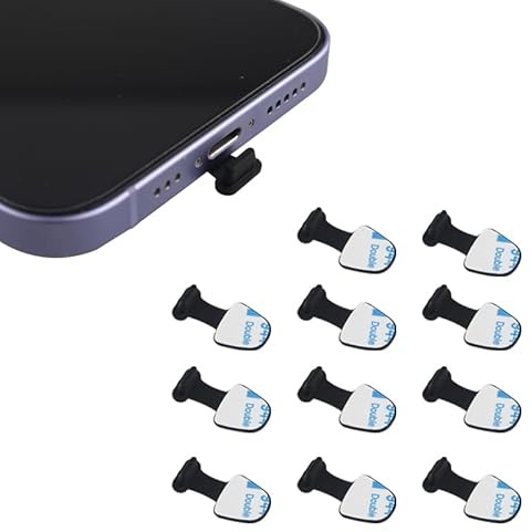 Futheda 10PCS Anti Dust Cover Plugs Lightning Charging Dust Port Removable Adhesive Protector Caps Anti-Lost Protective Case Compatible with iPhone 14 13 12 Pro Max Black