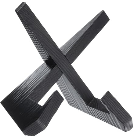 sourcing map Supports d'assiettes en bois pour présentation, 16,5 cm, chevalet décoratif pour plateaux, bols, plats, photos, livres, décoration de table, noir