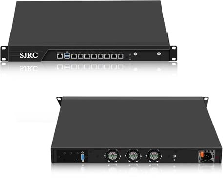 SJRC 19” Firewall Hardware Core i5 7500, LGA 1151, Rackmount 1U Router PC for VPN Server, 19 Zoll Rack OPNsense Appliance with 8 x i226V 2.5GbE LAN, VGA, Barebone No RAM No SSD