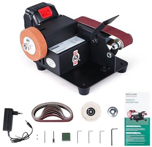 Ponceuse électrique à bande 250 W avec 10 bandes de sable (60 à 1 000 mailles) - Rotation inverse réglable - Ponceuse électrique pour établi (normale)