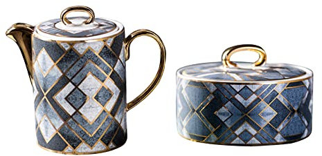 ABBNIA Zuccheriera in Ceramica con Coperchio e bricco per Il Latte, Set per lattiera e Zucchero, bricco per la lattiera, Barattolo per Lo Zucchero, Set per servire Il