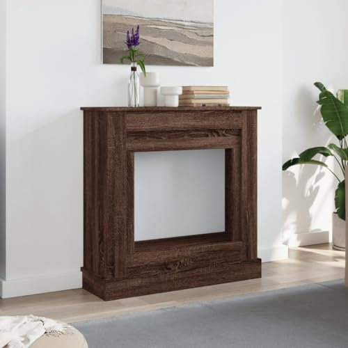 Manteau de Cheminée, Bordure de Cheminée Encadrement Cheminee Decorative Cadre de cheminée chêne Marron 90x30x90 cm Bois d'ingénierie