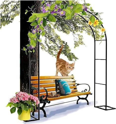 Arche de jardin en métal tubulaire robuste pour roses, plantes grimpantes et herbe de la pampa autoportante 3,5 m de large x 2,2 m de haut