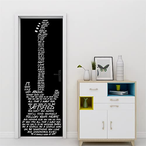 3D Türtapete 70x200 Türaufkleber Selbstklebend Türfolie Poster Fototapete Türbilder Türtattoos Wasserdichte Tür Stickers für Kinderzimmer Wohnzimmer Badezimmer Schwarze Gitarre