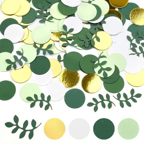 100 Stück Konfetti Geburtstag Deko Grün Gold, Papier Hochzeitsdeko Tisch | Runde Streudeko Confetti für Geburtstag Hochzeit Babyparty Dekoration