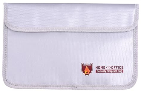 Feuerfeste Dokumententasche, Feuerfeste Tasche (27 X 17,5 cm) mit 2 Taschen, Feuerfeste Dokumententasche für Bargeld, Schmuck, Reisepass, Dokumente