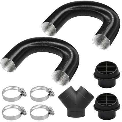 CGEAMDY 9 Stück Auto Heizung Rohrleitung, 75mm Auto Heizung Rohr Kanal, Warmluftauslass Entlüftungsschlauch Clips Set, T-Rohr-Set Heizrohr Autoluftheizer Zubehör, Autos Universelles Innenraumzubehör