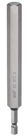 QUARKZMAN H12.0 Embout de Tournevis Hexagonal 12mm Métrique Pointe Plate 1/4 Tige Hexagonale 150mm (6) Longue Magnétique Embouts de Tournevis Industriels à Douille Hexagonale