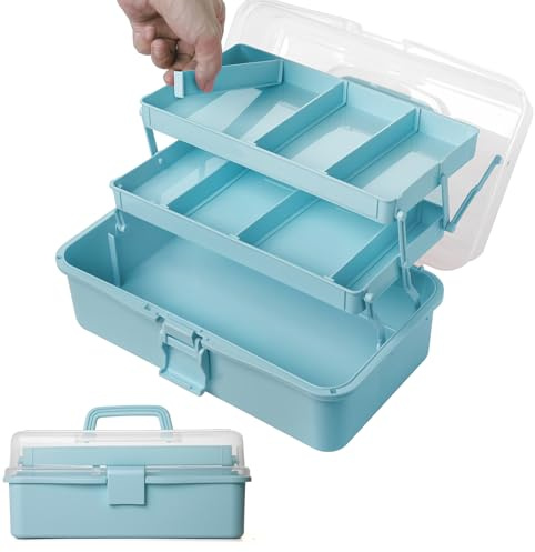 Sampoes 3 ripiani, contenitore multiuso, 33 cm, scatola di smistamento, scatola da cucito, borsa medica, organizer con 2 ripiani per trucco fai da te