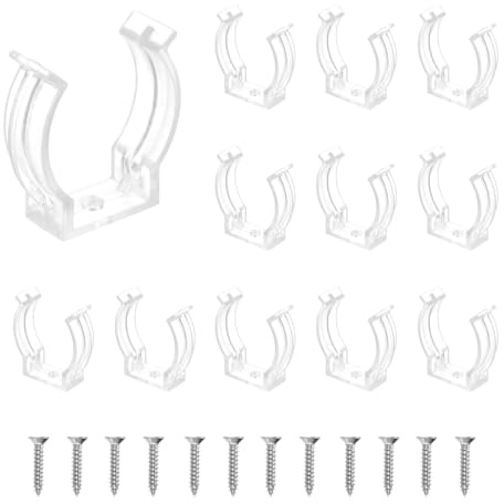 sourcing map T10 U Clips Holder Bracket Fluorescent Tube Light Fixture Plastic Pipe Clamps with Screws for LED Bulbs Ceiling Lamp, Clear, Pack of 12