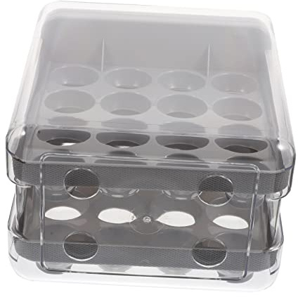 DOITOOL Organizador de Huevos Reutilizable Rejilla Descongelar, Caja de Huevos de Plástico Doble Capa para Ahorro de Espacio en Refrigerador Doméstico