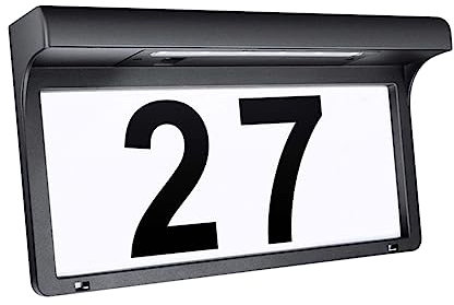 SHINEOFI Lámpara Solar para Placa de Puerta, Letrero de Dirección LED para Exterior, Iluminación Continua 6-12 Horas, Negro, Abs y Pc, Ip55