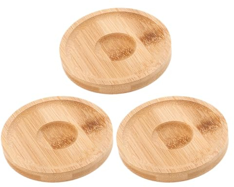 FONDOTIN Sottobicchieri Rotanti in Legno Per Bicchieri Da Whisky Base Girevole 360° Supporto Stabile Resistente Per Cocktail Tequila e Rum Set Da 3 Pezzi, Accessori Per Feste e Tavoli