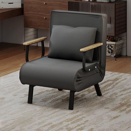 Fabulcozy Schlafsessel 4 in 1 mit Bettfunktion Schlafsofa, Sessel mit Schlaffunktion, Sesse Leinen klappbar Schlafsessel 100 kg Load Capacity Leinen Klappsessel(Grau)