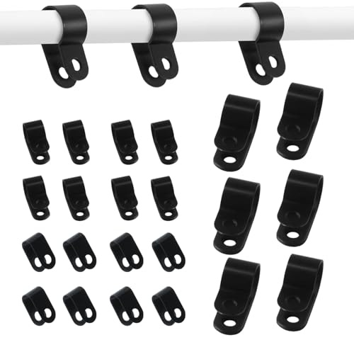300 Pcs R Type Black Cable Clips Black P Clipss, Nylon Cable Wire Clips for Cables, cCable Cleats, Wire Clamp for Electrical Cord Conduit Cables Management Clamps