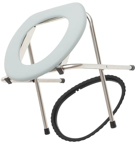 Sgabello Toilette 2 Pezzi Pieghevole in Acciaio Inox e Plastica | Design Antiscivolo Uso Outdoor Leggero e Portatile per Anziani e Pazienti Feriti