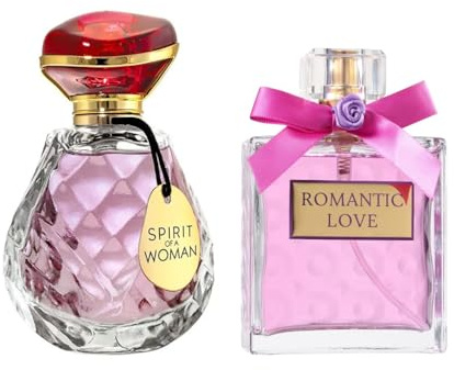 PARIS ELYSEES PARFUMS - Lot de Parfums SPIRIT OF A WOMAN x ROMANTIC LOVE - Eaux de Parfums Femme 100ml - Floral et Chypré