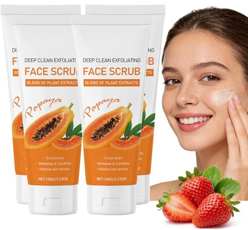 Papaya Brightening esfoliante esfoliante, delicato scrub per il viso con estratti vegetali, esfoliante per la pulizia dei pori per ridurre i punti neri, esfoliante idratante (4)