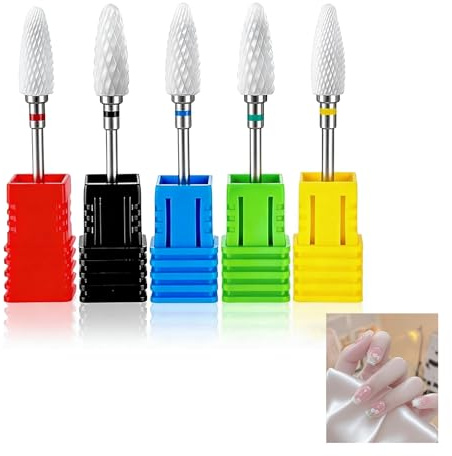 Ensemble Professionnel de 5 Embouts de Ponceuse en Céramique pour Manucure et Pédicure – Précision, Durabilité pour Ongles Acryliques et Naturels, Compatible avec Salons et Usage Domestique