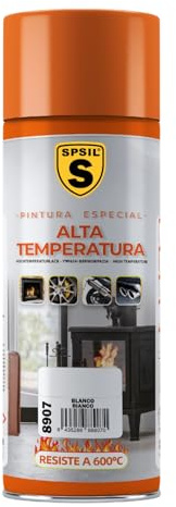 SPSIL Spray Pintura Temperatura Anticalorica Blanco 400 ml,Protección Anticorrosión para Radiadores, Motores, Parrillas y Más,Pintura para Coche y Moto,Resistencia 600°C