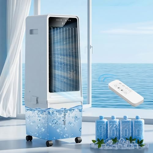 Uthfy 1800CFM Swamp Cooler Air Conditioner, 30”Evaporative Air Cooler with 4 Gal Detachable Water Tank, 4 Ice Packs, 120°Oscillation, 12H Timer, 3 IN 1 Portable Cooling Fan for Indoor, Bedroom, Office