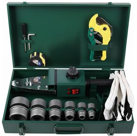 Yasta Polifusore 1500W per Tubi PPR PE PB Saldatrice Idraulica a Caldo | 6 Matrici 20-63mm, Cesoia Tagliatubi, Guanti e Valigetta, Kit Completo per Impianti Idraulici e Riscaldamento