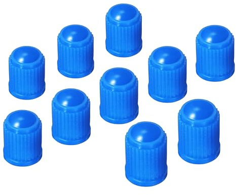 10 Ventilkappen aus Kunststoff (blau) mit Gummi-Dichtring | millionenfach bewährtes Design | für Pkw-, Motorrad- und große Fahrradventile (Schrader-Ventile)