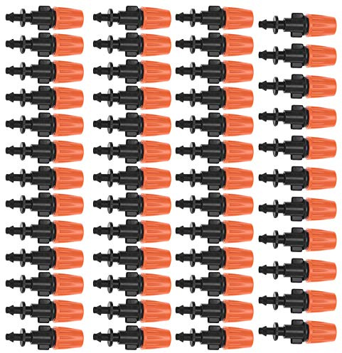 Dioche Atomizador 1/4 Nebulización 50 Piezas Boquillas de Nebulización de Riego por Goteo Ajustables para Jardín - Plástico de Alta Calidad, Opciones de Flujo Dual para Riego y Refrigeración, Se