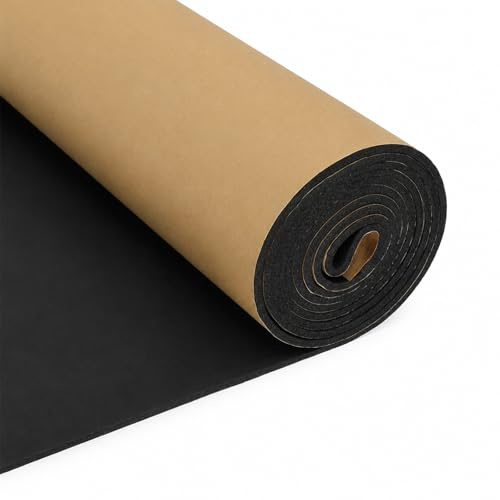 Espuma de neopreno autoadhesiva 30 cm x 3 mm x 1,5 m negra | Lámina de caucho cloropreno de célula cerrada para aislamiento térmico y acústico en coche puertas ventanas y tuberías