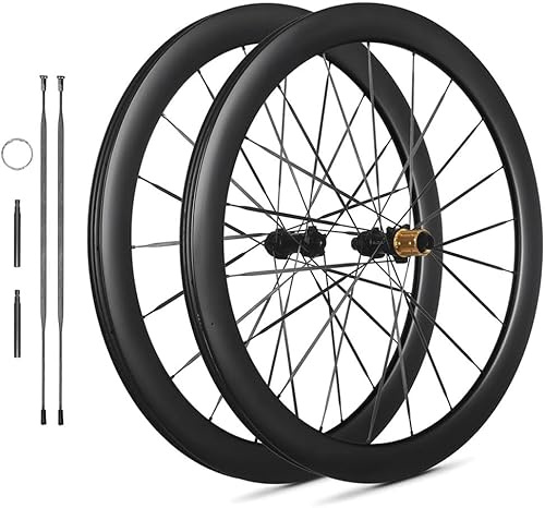 Set med hjul i kolfiber från 700 Cc, hjul med skivbromsar på 38/50/60 mm, nav med centrallager på 36 tänder, kompatibelt med HG-kassetter med 7/8/9/10/11/12 växlar