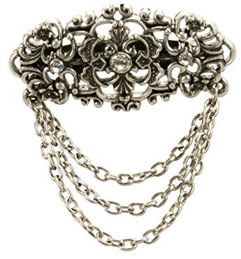 Blusenbrosche | Trachtenbrosche | Strass Damen Brosche für Tracht | Anstecknadel für Trachtenbluse & Dirndl | Blusen Brosche fürs Oktoberfest (antik-silber-farben)