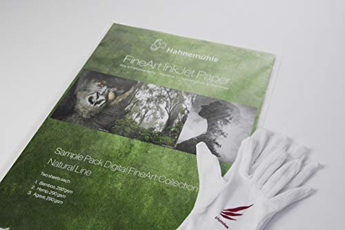 Hahnemühle Natural Line Inkjet Fine Art Papier Sample Pack A3+ Ink. Photolux Handschuhe