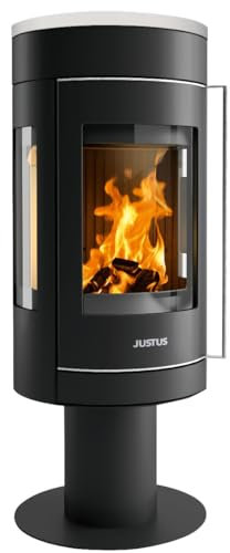 Justus 4827 87 Meva Kaminofen Stahl Schwarz / Topplatte Keramik Seidenweiß / A