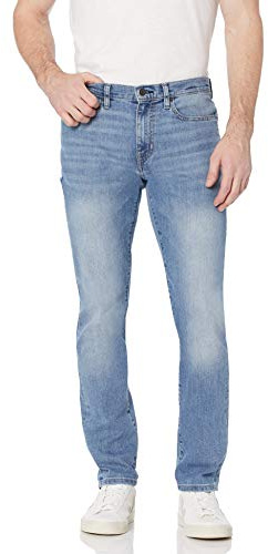 Amazon Essentials Jeans Slim Fit Elasticizzati - Colori Fuori Produzione Uomo, delavé Chiaro, 40W / 29L