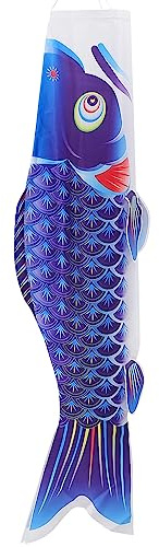 Large Windsocks Japanese Carp Windsock Gold Fish Wind Streamer Fish Flag Kite Koinobori Hanging Decor for Dragon Boat Festival Garden Sushi Bar Izakaya Room Blue 1m Windsock Fish