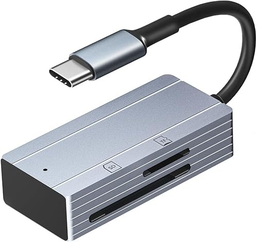 TargetGo USB C Lector de Tarjetas SD, Adaptador de Lector de Tarjetas de Memoria SD USB Tipo C (Carcasa de Aluminio) para MacBook Pro/iPad Pro/Surface, Samsung S20 y más, Plug and Play