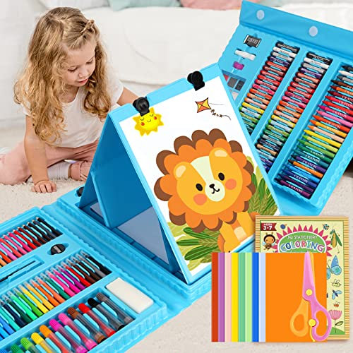 PENCCOR Premium Malset Deluxe – 208-teilig – Malkoffer für Kinder Anfänger Tolles-Buntstifte Set, Wasserfarben, Ölpastellfarbe, zeichenstifte, Bleistifte als Zeichenset Geschenk Kinder
