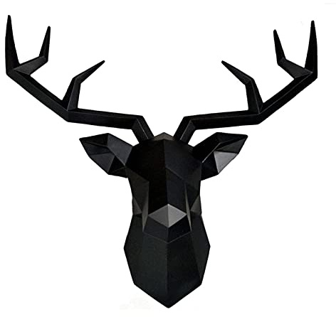 Daoyuan Wanddekor Geometrischer Hirschkopf,Harz Hirschkopf Wandbehang,Faux Präparatoren Tierkopf Kunst Wanddekor,Dimensional Home Hintergrund Wanddekoration Künstliche Hirschkopf Wandskulpturen