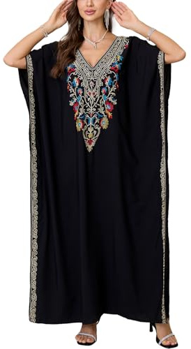L-Peach Women Bohemian Kaftan Maxi Loungewear Nightgown Kimono Oversized Sleepwear Beach Dress Cover ups