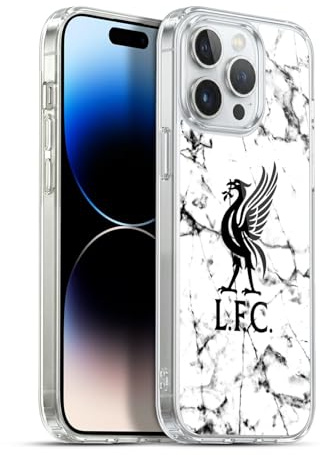 Head Case Designs Offizielle Liverpool Football Club Liver Bird Schwarz Marmor Gelhülle [Militärischer Schutzgrad] Kompatibel Mit Apple iPhone 13 Pro Max Und Kompatibel Mit MagSafe