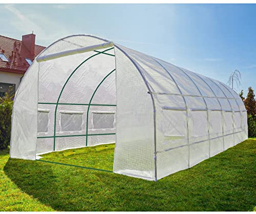 Invernaderos caseta Jardin Túnel Grande Exterior Jardín Túnel de polietileno de invernadero con marco de acero resistente, 2m / 3m / 4m / 5m / 6m de largo Invierno Planta de jardinería Growhouse Hot H