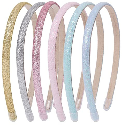 Candygirl 6 Pièces Serres-têtes Fille 0.8CM Serre-tête Recouvert de Paillettes Bandeaux en Plastique Cheveux Accessoire Multicolore pour les Enfants Filles Femmes Halloween Noël Fête