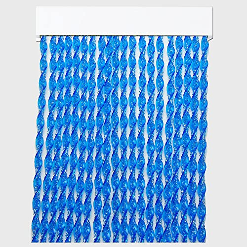 Cortina Exterior de Cordón Perla para Puertas Anti Insectos | PERTONI TENDE (Azul, Ancho 120cm x 230 Largo)