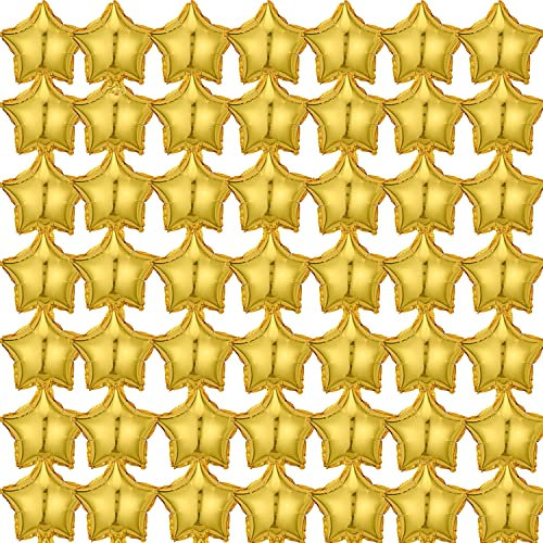 50 Pcs 10 Gold Star Foil Balloons, Five-pointed Star Mylar Balloons for Baby Shower, Gender Reveal, Wedding, birthday or Engagement Party Decoration
