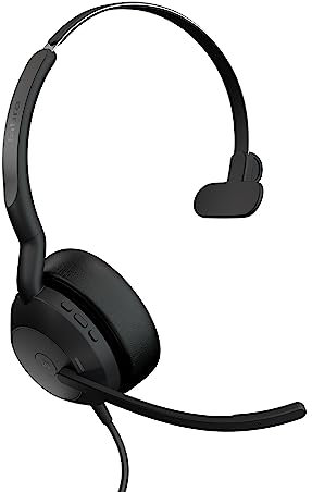 Jabra Evolve2 50 Wired Mono Headset - with AirComfort Technology, Noise-Cancelling Mics & Active Noise Cancellation - MS Teams Certified, Works with All Other Platforms - Black