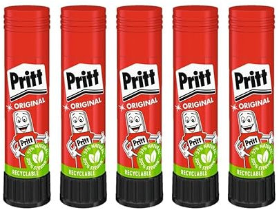 Pritt Klebestift 11g (5er-Pack), sicherer und kinderfreundlicher Kleber für Kunst und Bastelarbeiten, starker Klebstoff für Schule & Bürobedarf