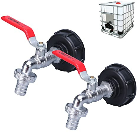 WOOLUCK Adaptateur de Réservoir IBC Connecteur à Filetage 1/2, Robinet Cuve 1000L Récupérateur Eau De Pluie, Sortie Raccord Vanne Raccords De Tuyau D'Arrosage